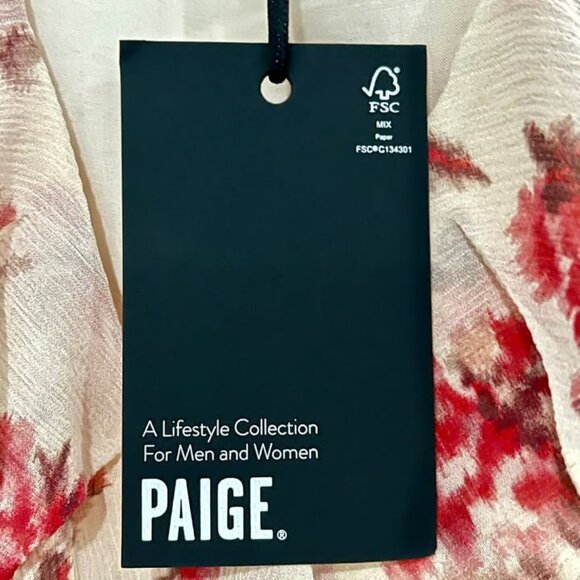 Paige Evonna Dress In Nude Cream/Cherry Red - NEW WITH TAGS - Picture 5 of 6